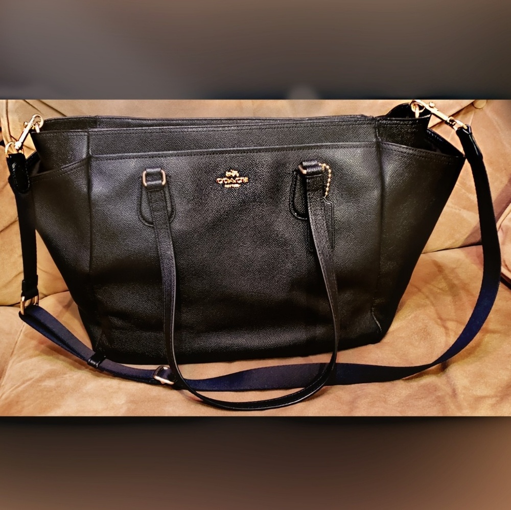 Coach Bag, Leather Black Diaper Bag